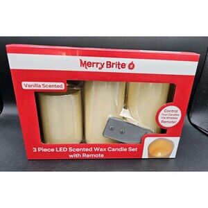 Flameless Led Scented Wax Candle Set 3 Piece w/ Wiresless Battery Remote